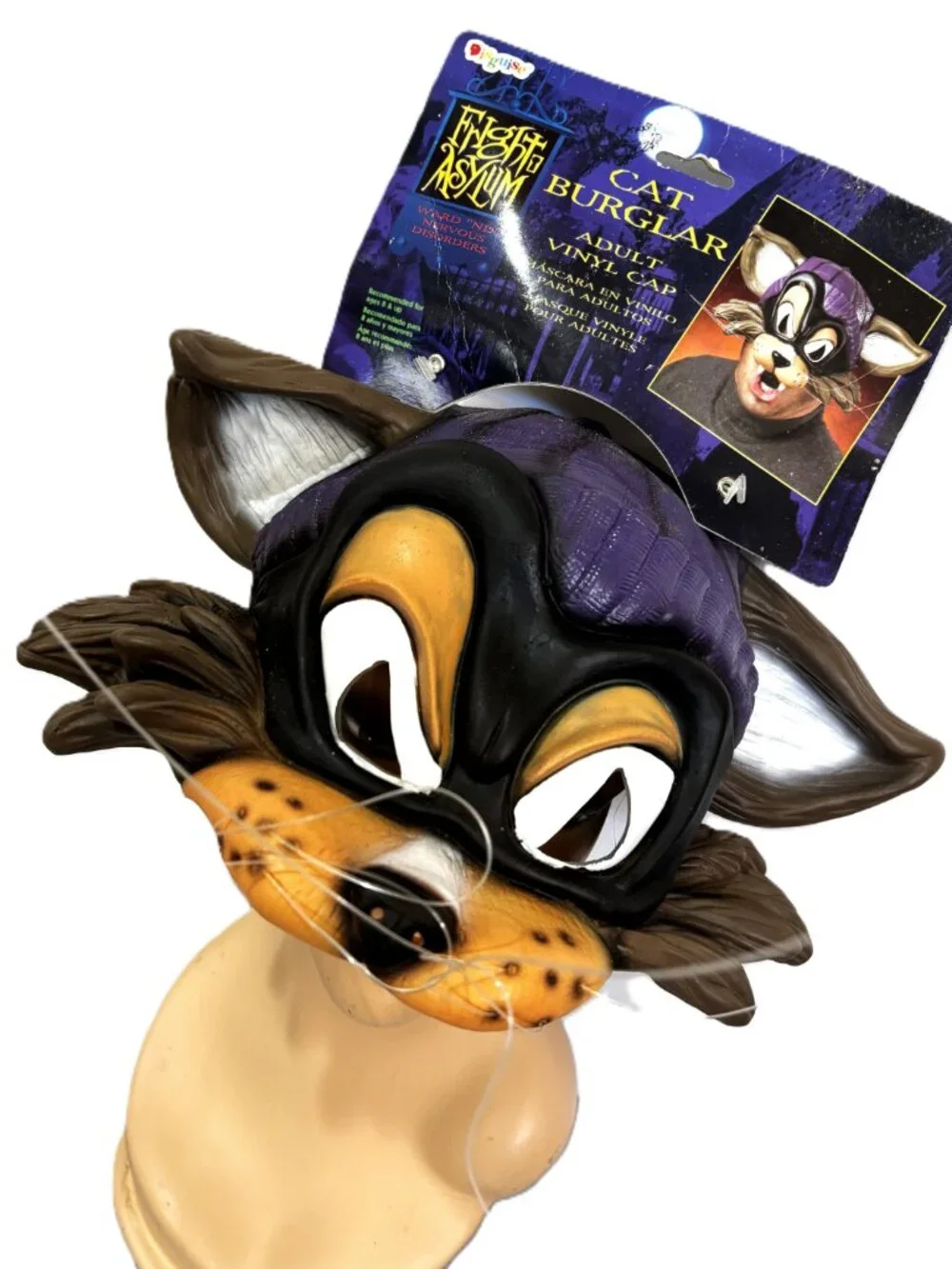Disguise Fright  Asylum Cat Burglar Adult Vinyl Mask Cap NWT NOS
